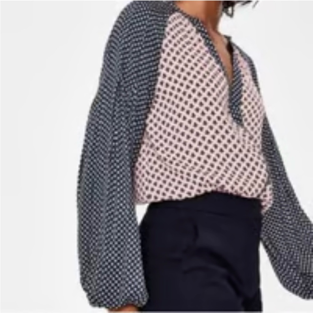 Boden Navy and Pink Patterned Blouse